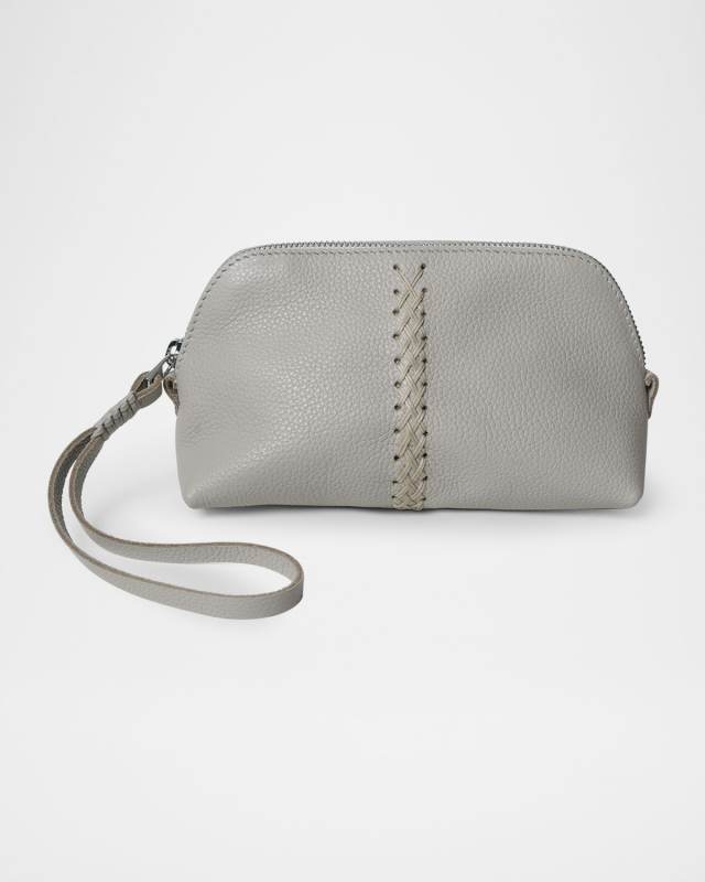 Zip Grained Leather Wristlet
